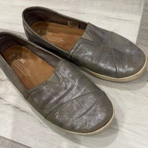 TOMS Shimmering Gray Slip-Ons